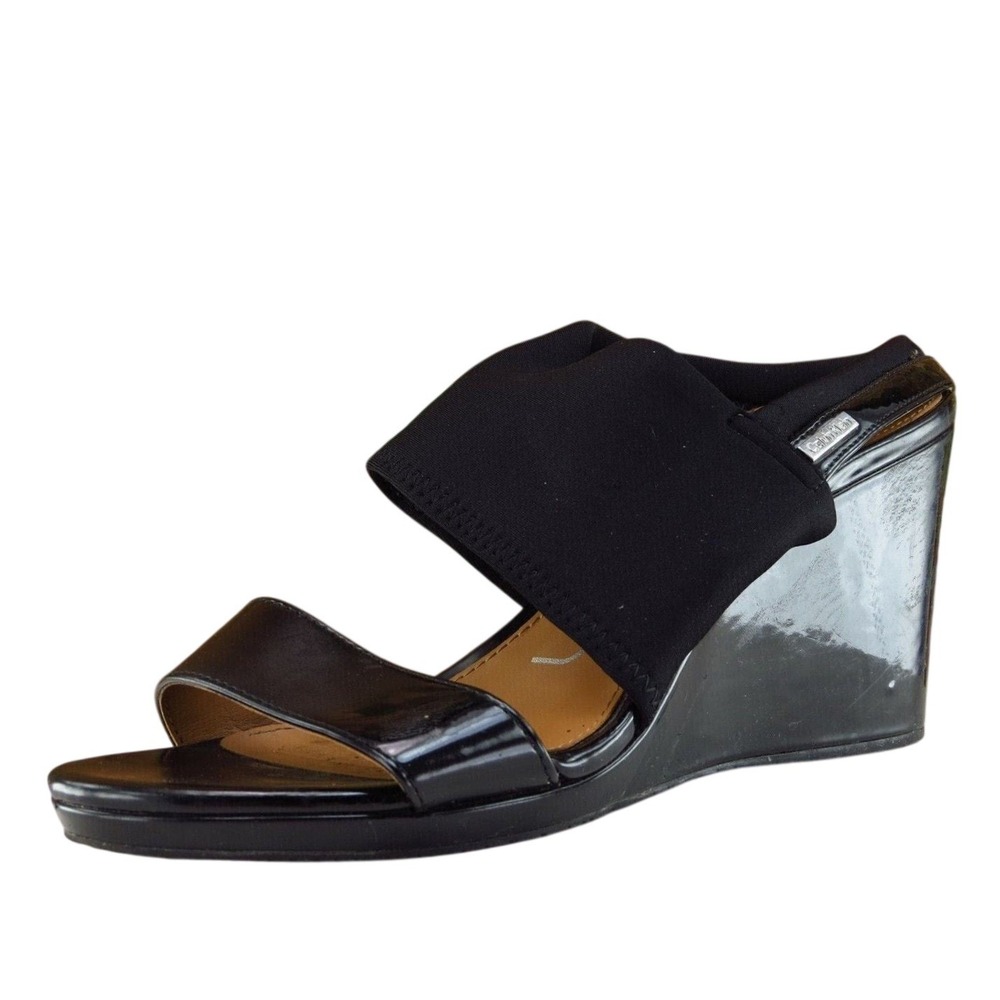 Calvin Klein Sz 8 M Black‎ Ankle Strap Fabric Women Sandals